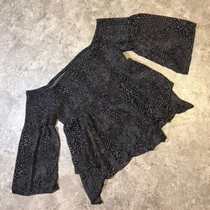 Torrid Black and Grey Patterned Off -Shoulder Blouse